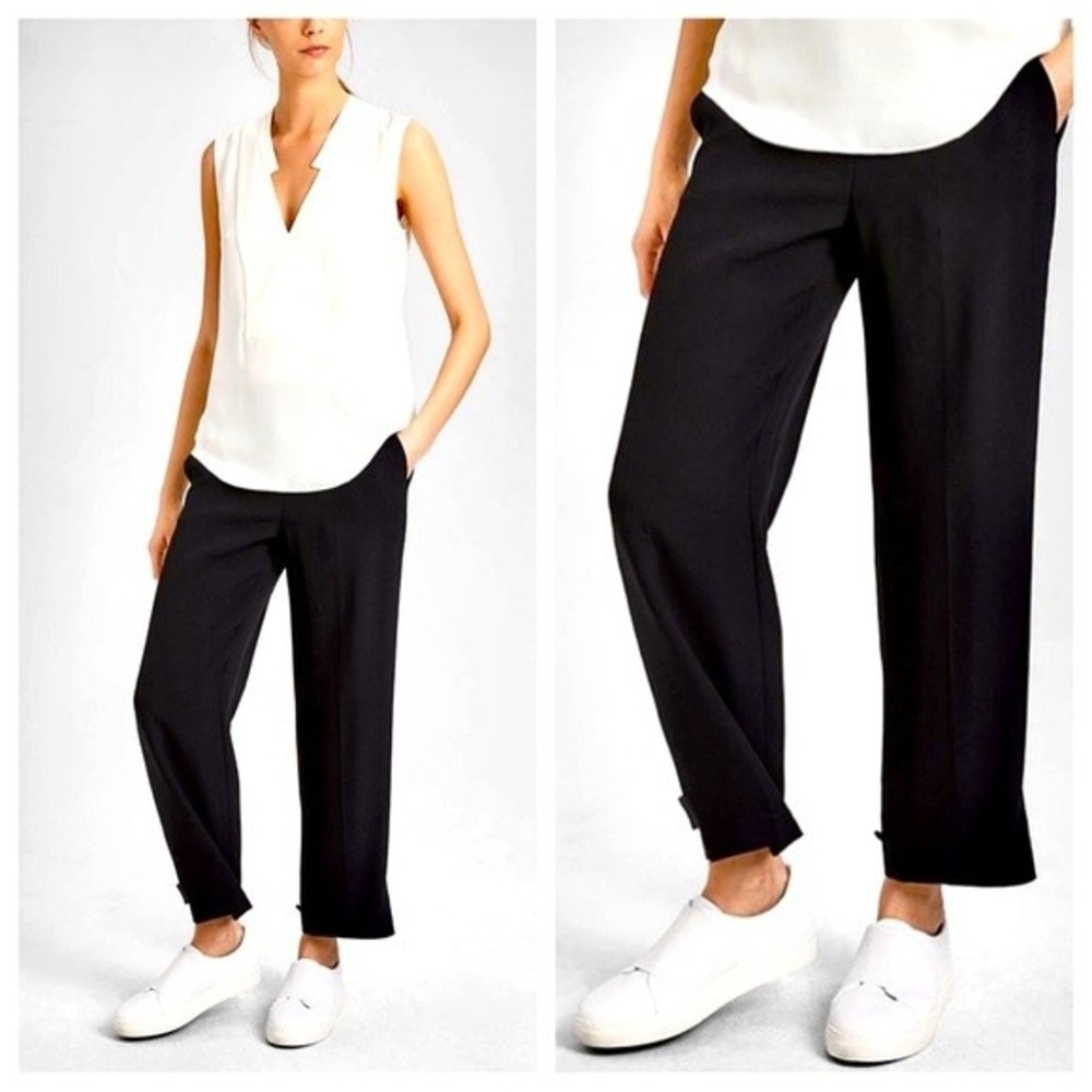 Theory Genie Pants Black Cropped Ankle Pull On XS